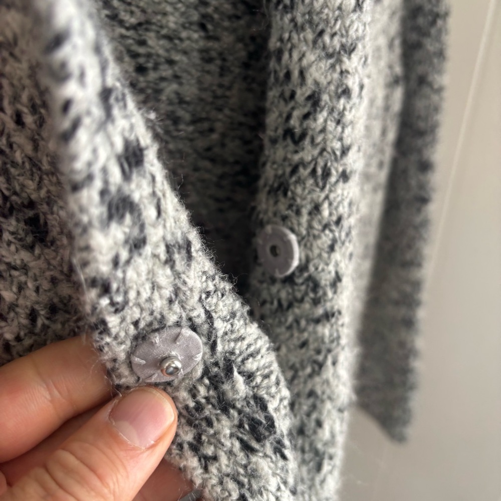 Pure Jill Womens L Gray Knit Snap Button Cotton Blend Sweater Long Cardigan NOTE - Picture 7 of 12